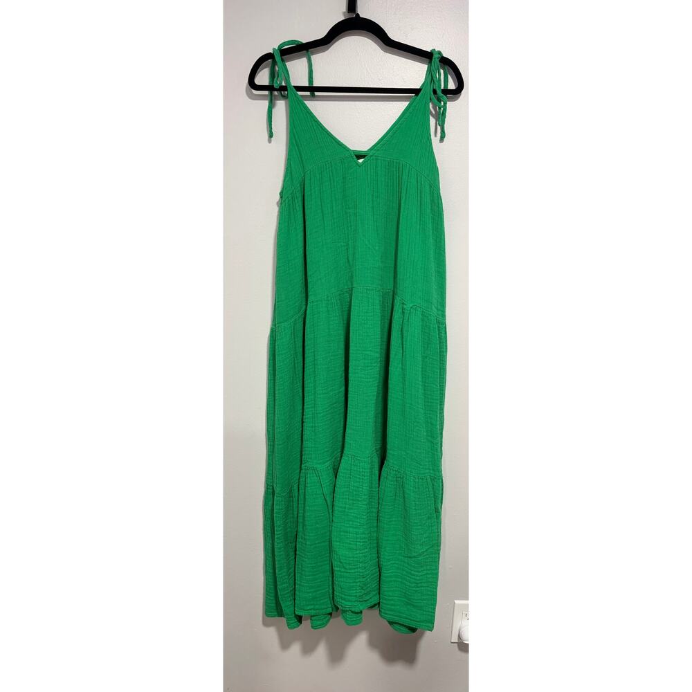 NATURAL LIFE Green Tie-Shoulder Midi Dress